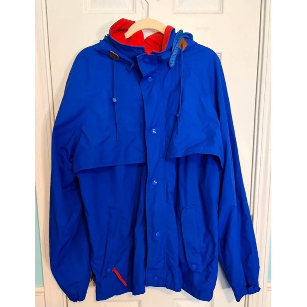 Sportif Ultrex Waterproof Nylon Jacket L – Blue/Red – Removable Hood, Zip + Snap